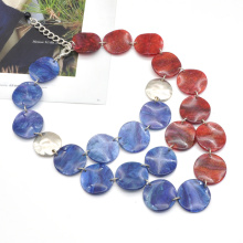 2021 Trendy Blue Red 3 Zeilen Reifen Kettenschmuck für Frauen Kurzhalshöhe Halskette